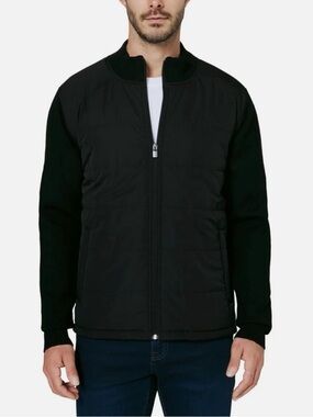 Infinity Men's Mixed Media Jacket Quilted Sweater Knit Lightweight
